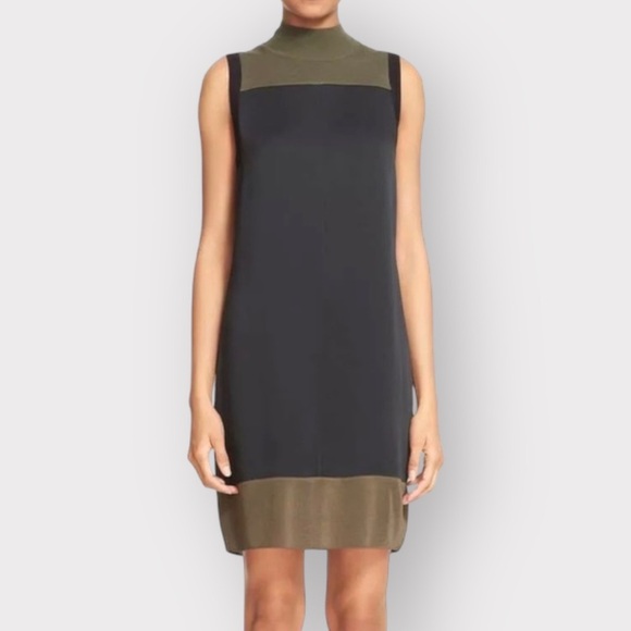 rag & bone Dresses & Skirts - RAG & BONE Vivienne Color Block Mock Neck Dress Black & Green (Sz S)